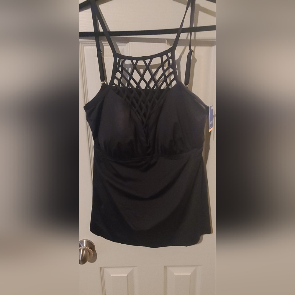 Women Plus Tummy Slimmer Lattice Tankini Top size 2x